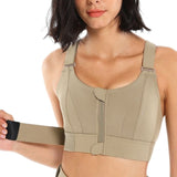 Women Sports Bras Tights Crop Top Yoga Vest Front Zipper plus Size Adjustable Strap Shockproof Gym Fitness Athletic Brassiere