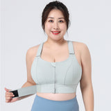 Women Sports Bras Tights Crop Top Yoga Vest Front Zipper plus Size Adjustable Strap Shockproof Gym Fitness Athletic Brassiere
