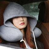 Travel Pillow Hooded U-Shaped Pillow Cushion Car Office Airplane Head Rest Neck Pillow Travel Pillow Accessories