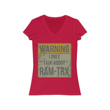 Warning Women's Jersey Short Sleeve V-Neck Tee