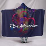 I Love Autoworker Hooded Blanket