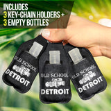 Old School Detroit Sanitizer Bottle Keychains